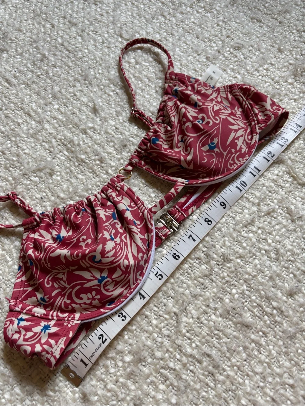 🥀 SHEIN WOMENS SIZE MEDIUM RED FLORAL BALCONETTE TOP BIKINI